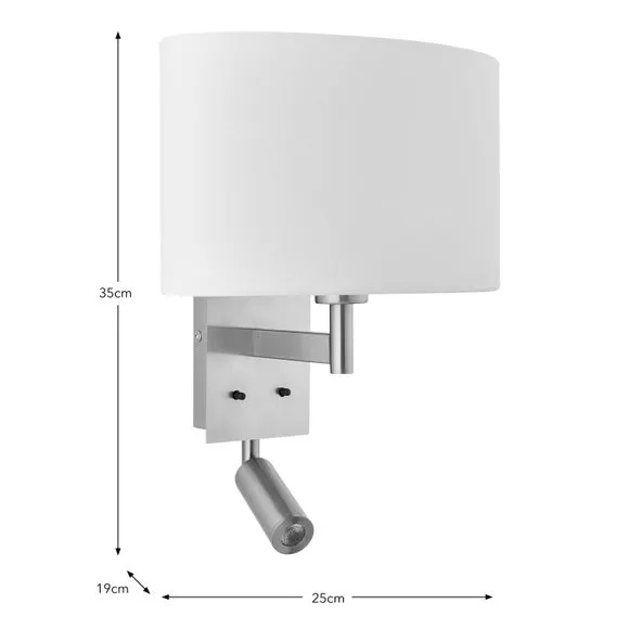 Shaded Wall Light with Switch - White, Steel