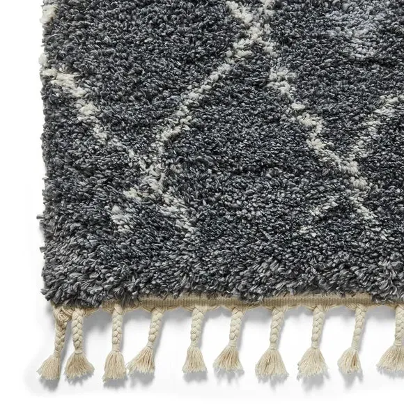 Shaggy Rug Machine Woven - Grey, Polypropylene