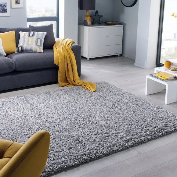 Shaggy Rug with 5cm Pile - Grey, Synthetic
