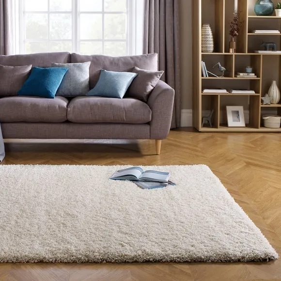 Shaggy Rug with 5cm Pile - Ivory, Synthetic
