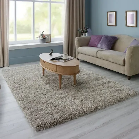 Shaggy Rug with 5cm Pile - Natural, Synthetic