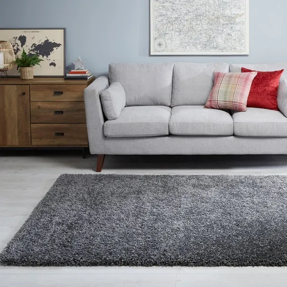 Shaggy Rug with 5cm Pile - Steel, Synthetic