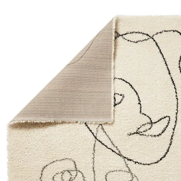 Shaggy Rug with Diamond Pattern - Cream