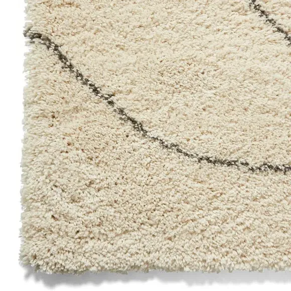 Shaggy Rug with Diamond Pattern - Cream