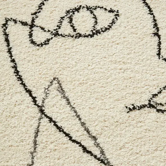 Shaggy Rug with Diamond Pattern - Cream