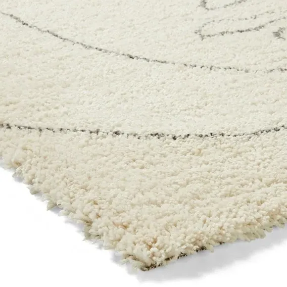 Shaggy Rug with Diamond Pattern - Cream