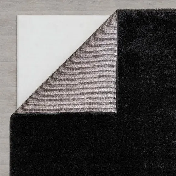 Shaggy Rug with Lustrous Yarns - Black, Polyester