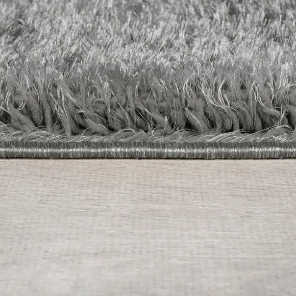 Shaggy Rug with Lustrous Yarns - Grey, Polyester