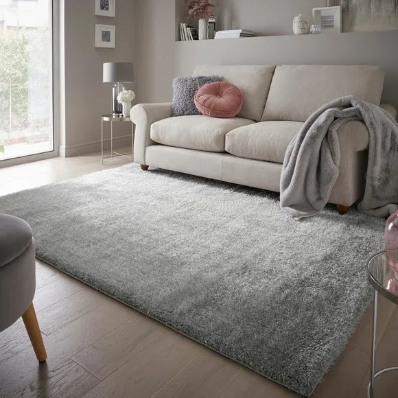 Shaggy Rug with Lustrous Yarns - Grey, Polyester image