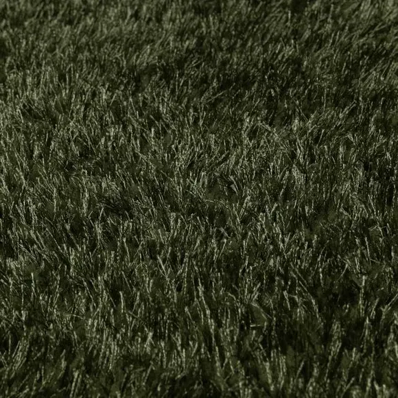 Shaggy Rug with Lustrous Yarns - Olive, Polyester