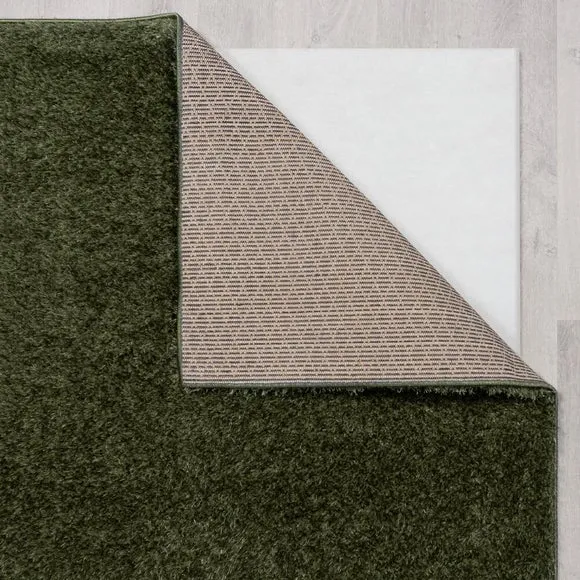 Shaggy Rug with Lustrous Yarns - Olive, Polyester