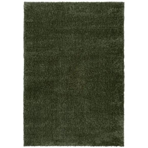 Shaggy Rug with Lustrous Yarns - Olive, Polyester