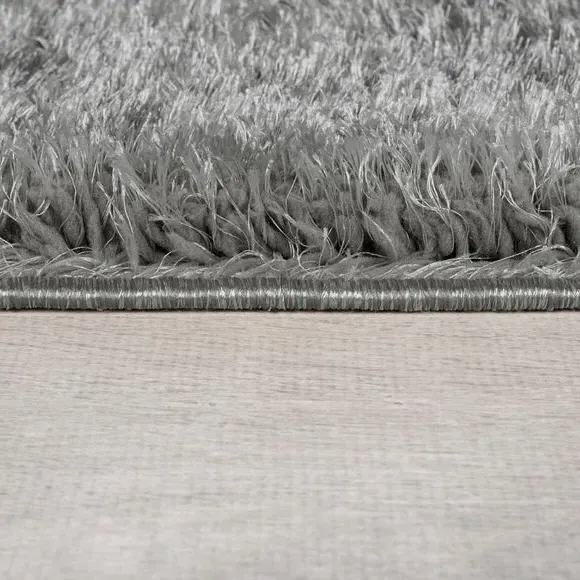 Shaggy Rug with Lustrous Yarns - Pale Grey, Polyester