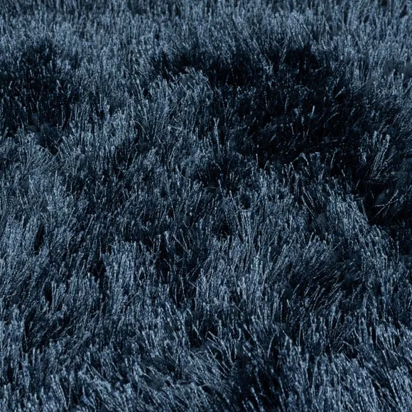 Shaggy Rug with Silky Yarns - Blue