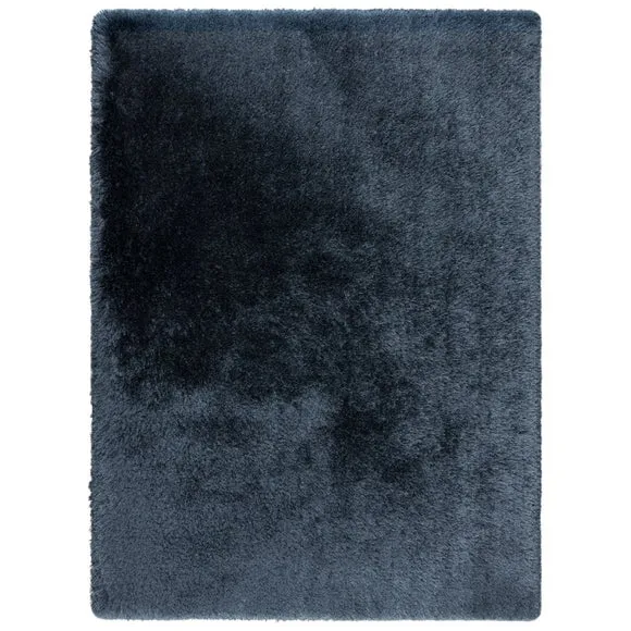 Shaggy Rug with Silky Yarns - Inky Blue