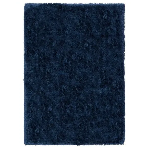 Shaggy Rug with Silky Yarns - Navy