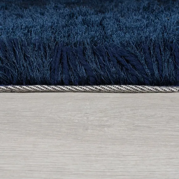 Shaggy Rug with Silky Yarns - Navy