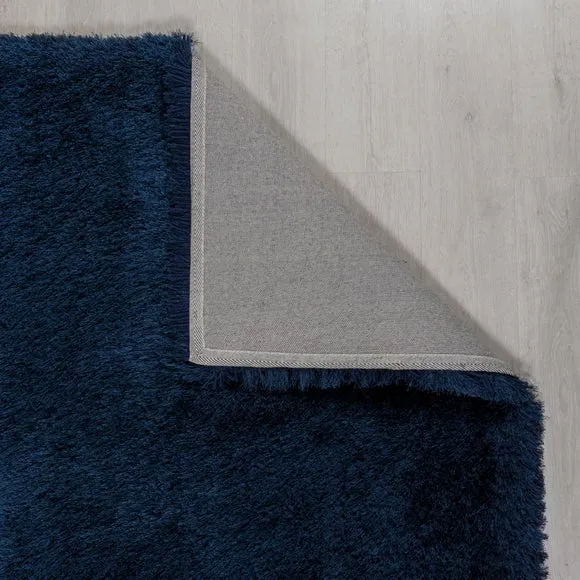 Shaggy Rug with Silky Yarns - Navy
