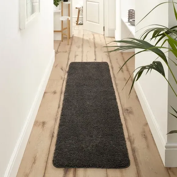 Shaggy Runner Rug Machine Washable - Charcoal