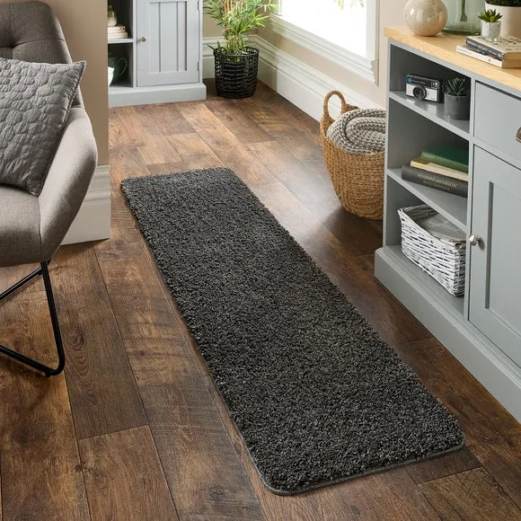 Shaggy Runner Rug Machine Washable - Charcoal image