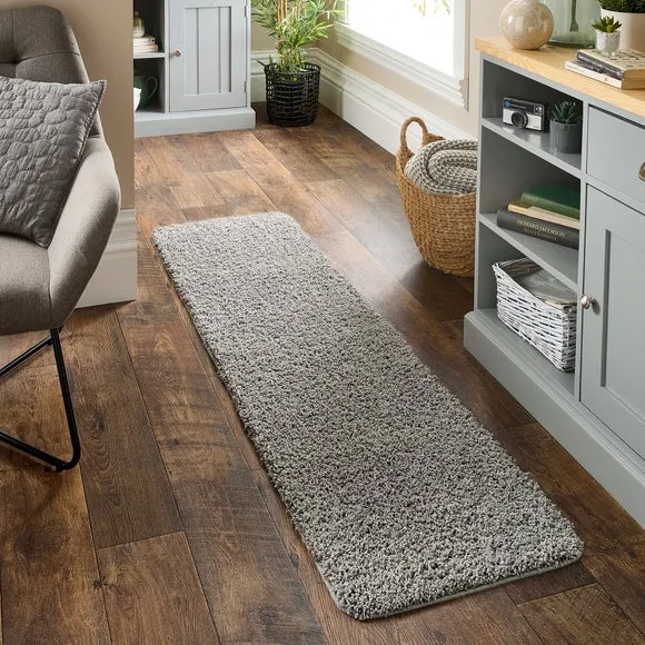 Shaggy Runner Rug Machine Washable - Grey