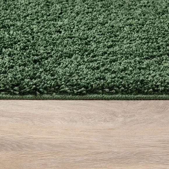 Shaggy Runner Rug Machine Washable - Olive