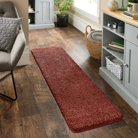 Shaggy Runner Rug Machine Washable - Rust