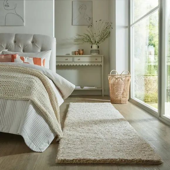 Shaggy Runner Rug - Natural, Polypropylene