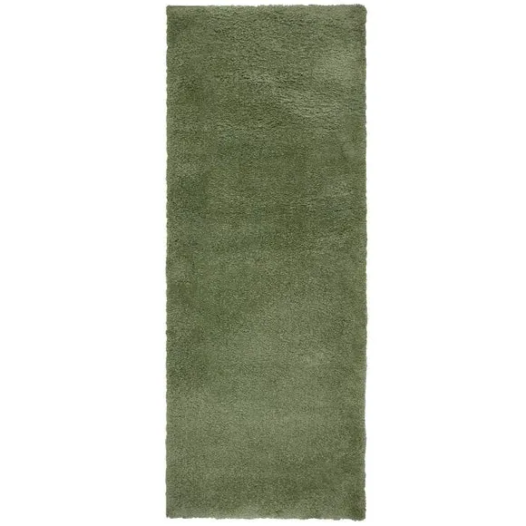 Shaggy Runner Rug - Olive, Polypropylene