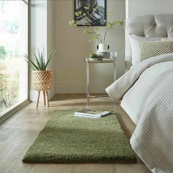 Shaggy Runner Rug - Olive, Polypropylene image