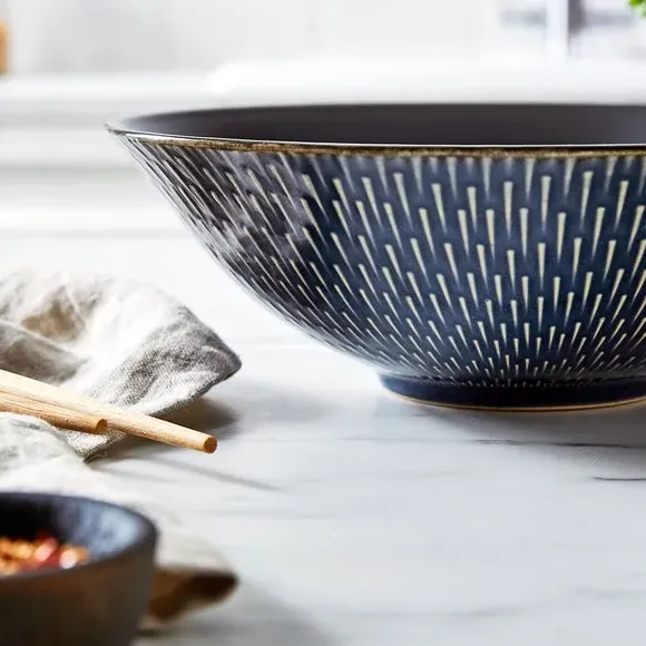 Shallow Bowl Oriental Style - Blue, Stoneware