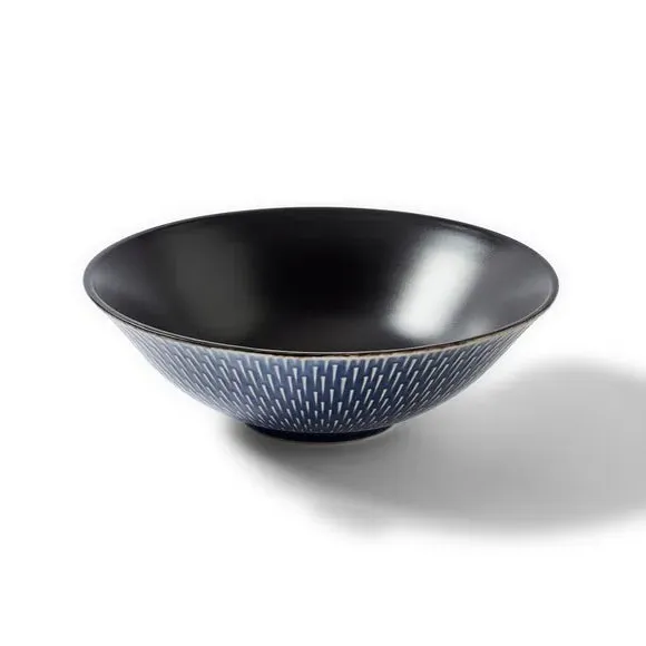 Shallow Bowl Oriental Style - Blue, Stoneware