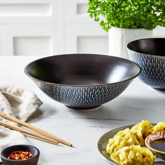 Shallow Bowl Oriental Style - Blue, Stoneware image