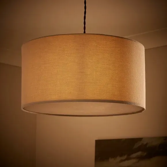 Shallow Drum Lamp Shade - Dove, Faux Linen
