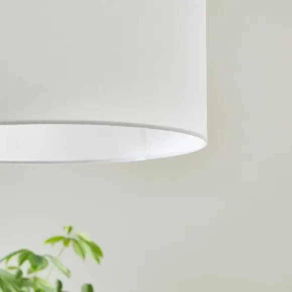 Shallow Drum Lamp Shade - Ivory, Faux Linen