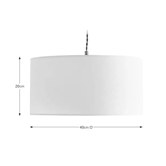 Shallow Drum Lamp Shade - Ivory, Faux Linen