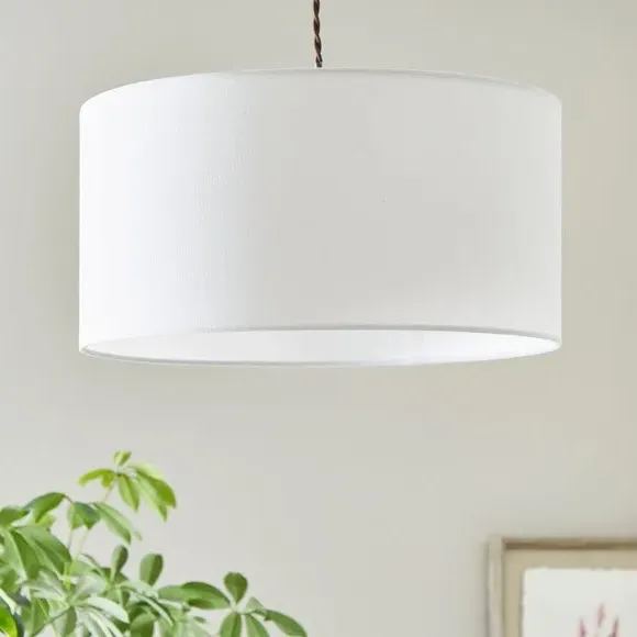 Shallow Drum Lamp Shade - Ivory, Faux Linen
