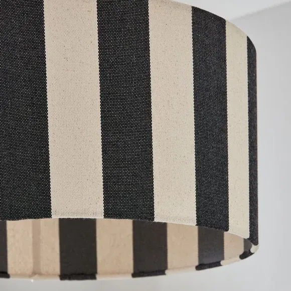 Shallow Drum Lamp Shade Striped - Black, Fabric