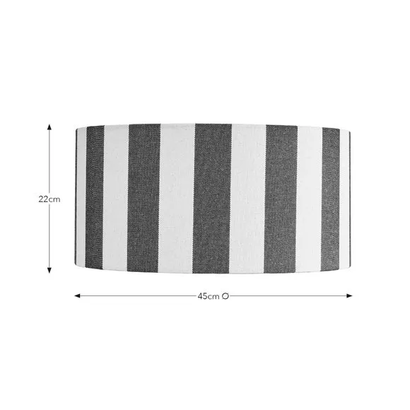 Shallow Drum Lamp Shade Striped - Black, Fabric