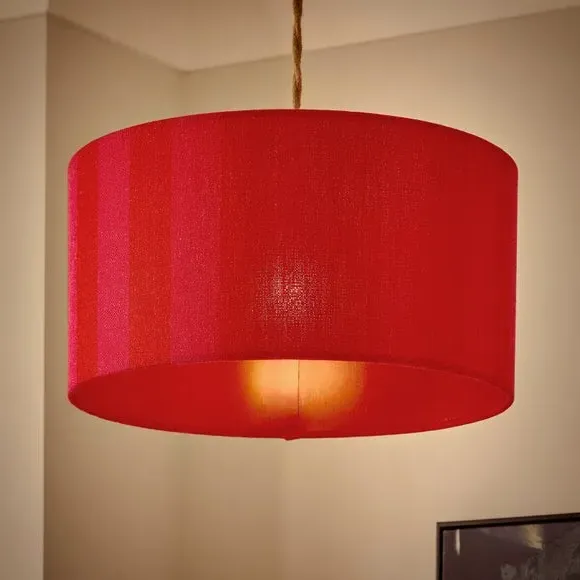 Shallow Drum Lamp Shade Striped - Magenta, Fabric