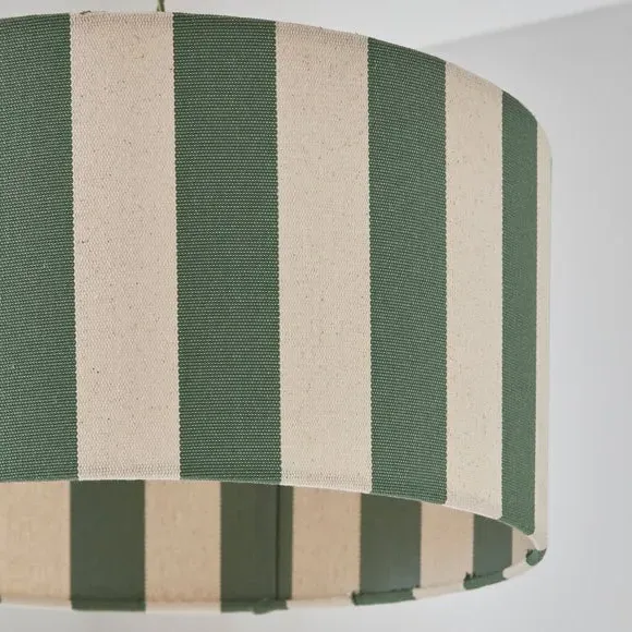 Shallow Drum Lamp Shade Striped - Olive, Fabric