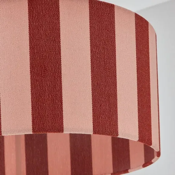 Shallow Drum Lamp Shade Striped - Orange, Fabric