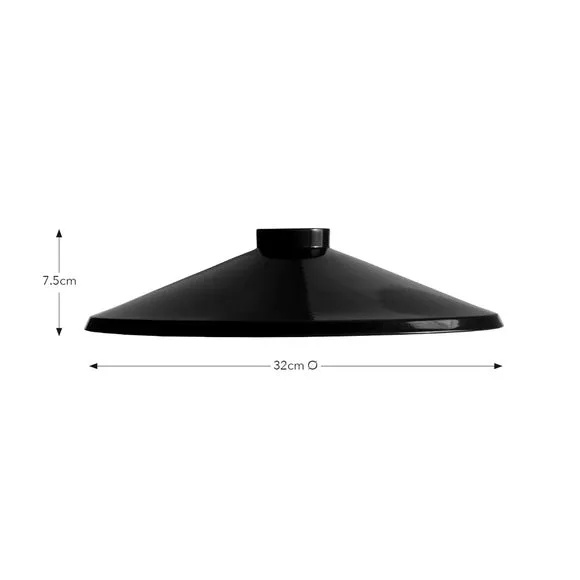 Shallow Easy Fit Pendant Shade - Black, Steel