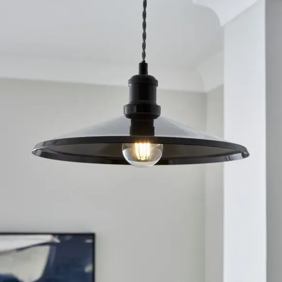 Shallow Easy Fit Pendant Shade - Black, Steel image