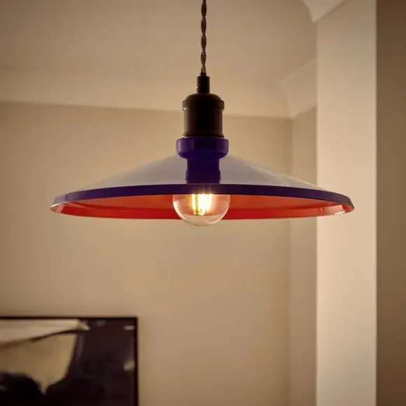 Shallow Easy Fit Pendant Shade - Cobalt, Steel