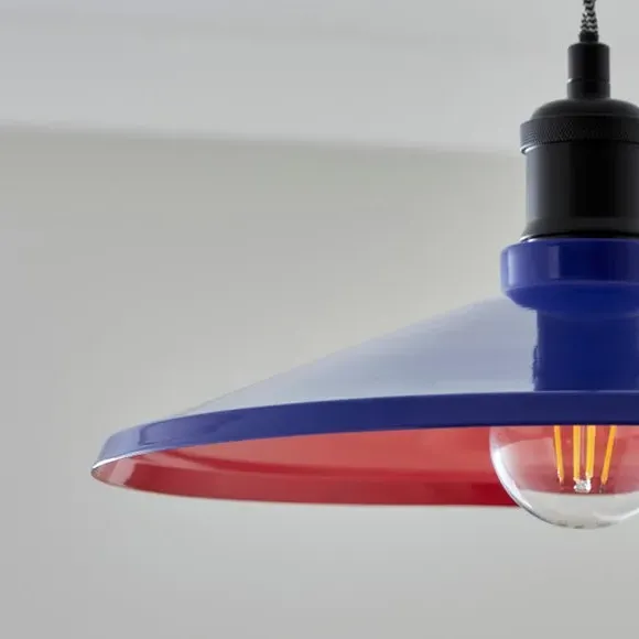 Shallow Easy Fit Pendant Shade - Cobalt, Steel