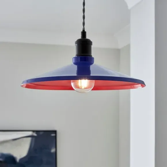 Shallow Easy Fit Pendant Shade - Cobalt, Steel