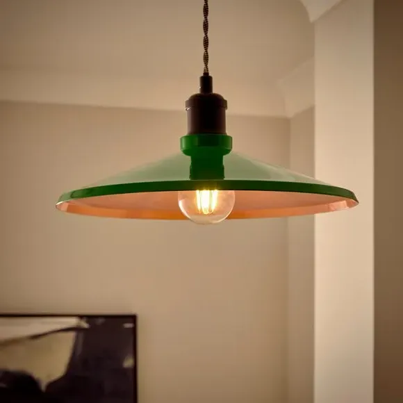 Shallow Easy Fit Pendant Shade - Green, Steel