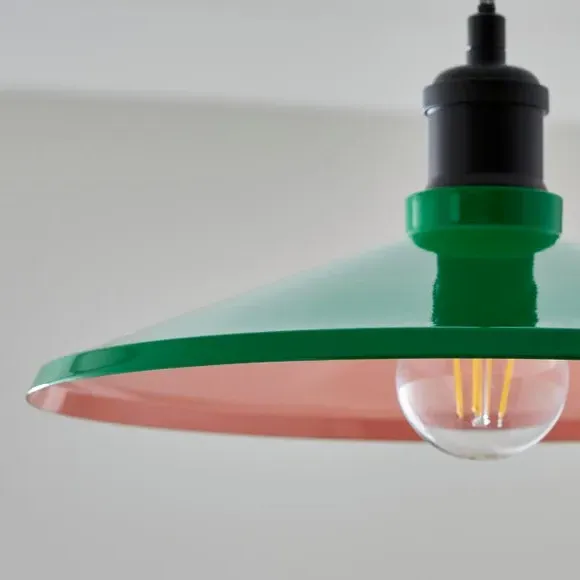 Shallow Easy Fit Pendant Shade - Green, Steel