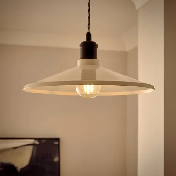 Shallow Easy Fit Pendant Shade - Ivory, Steel